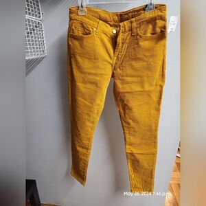 7 For All Mankind Mustard Yellow Corduroy Skinny Pants